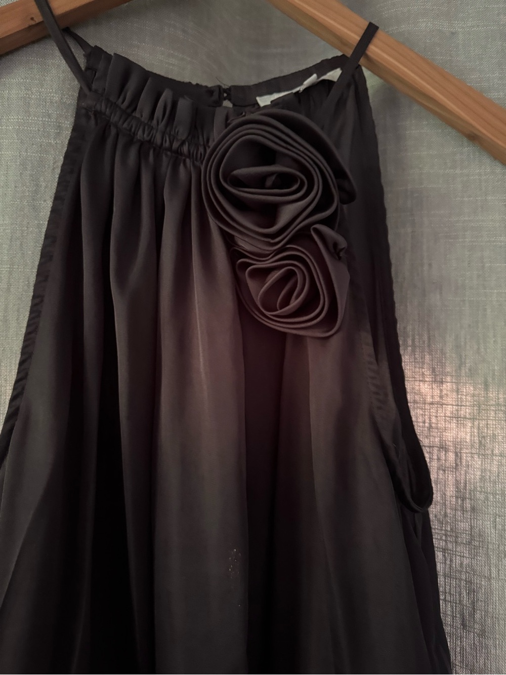 Violet & Claire charcoal Sleeveless Blouse with Rosette Detail